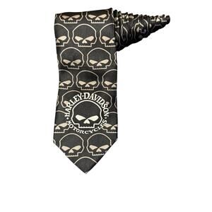 Ralph Marlin Harley Davidson Willie G Skull 2006 Motorcycle Necktie Vintage
